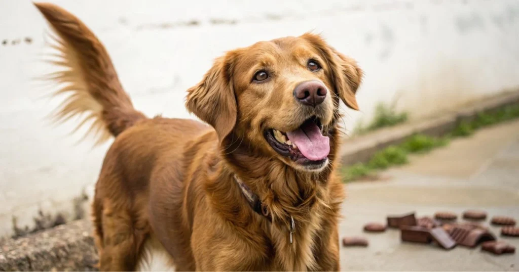 chocolate lab golden retriever mix